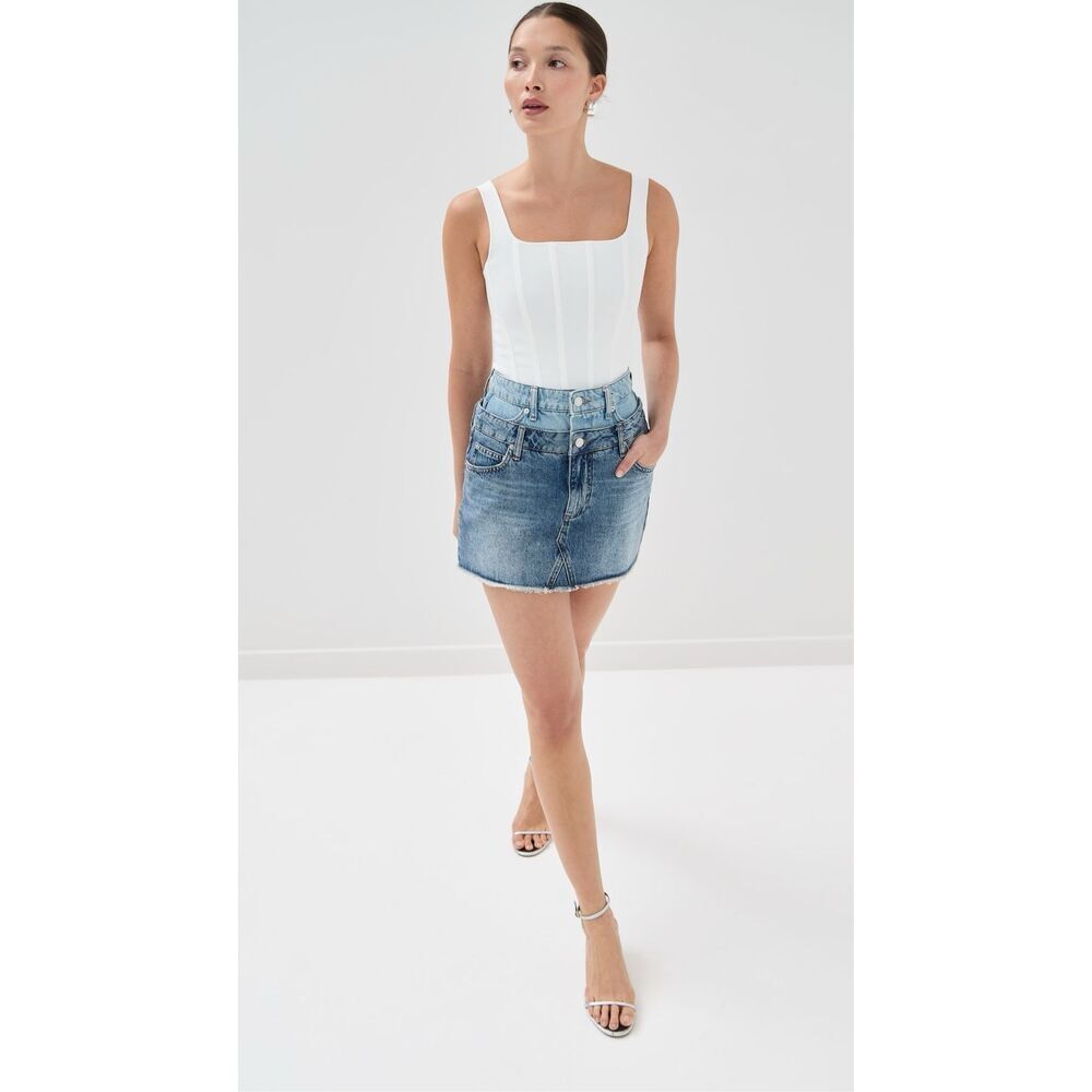 Simkhai Salix Double Waistband Mini Skirt in Catalina Trancoso